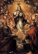 Juan de Valdes Leal Virgin of the Immaculate Conception with Sts Andrew and John the Baptist oil painting artist